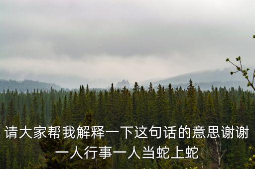 請大家幫我解釋一下這句話的意思謝謝一人行事一人當蛇上蛇