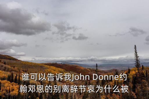 誰可以告訴我John Donne約翰鄧恩的別離辭節哀為什么被