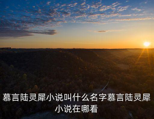 慕言陸靈犀小說叫什么名字慕言陸靈犀小說在哪看