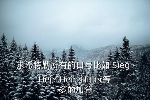 求希特勒所有的口號(hào)比如 Sieg Hein Hein Hitler等 多的加分