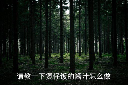 請(qǐng)教一下煲仔飯的醬汁怎么做