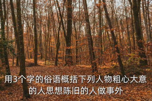用3個字的俗語概括下列人物粗心大意的人思想陳舊的人做事外