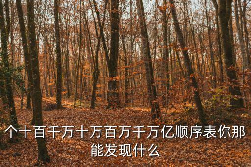 個十百千萬十萬百萬千萬億順序表你那能發現什么