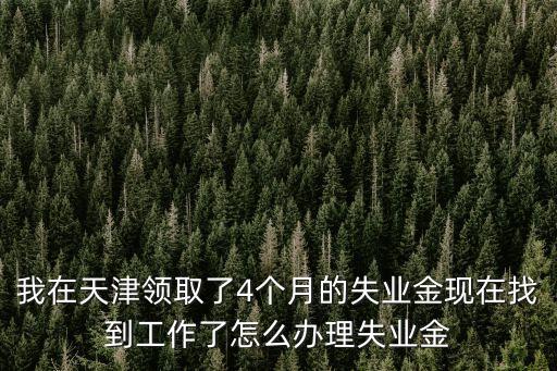 我在天津領取了4個月的失業金現在找到工作了怎么辦理失業金
