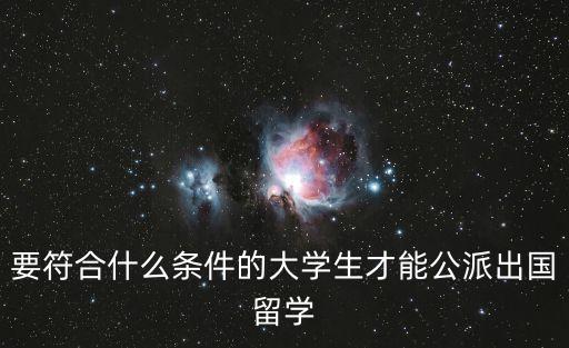 要符合什么條件的大學生才能公派出國留學