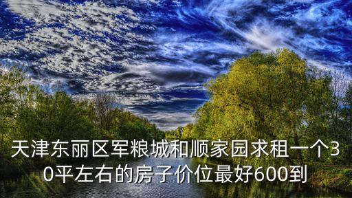 天津東麗區軍糧城和順家園求租一個30平左右的房子價位最好600到