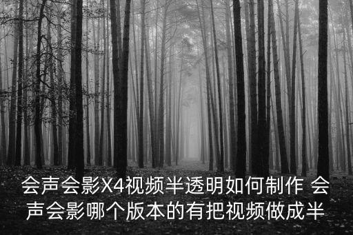 會聲會影X4視頻半透明如何制作 會聲會影哪個版本的有把視頻做成半