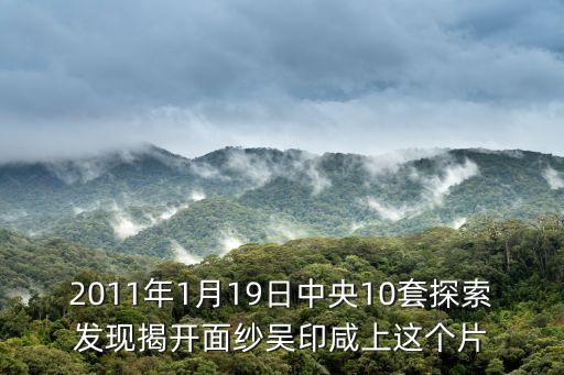 2011年1月19日中央10套探索發現揭開面紗吳印咸上這個片