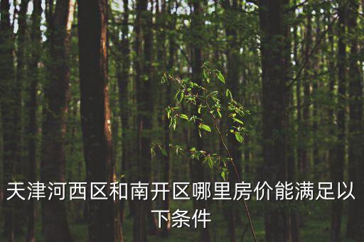 天津河西區和南開區哪里房價能滿足以下條件