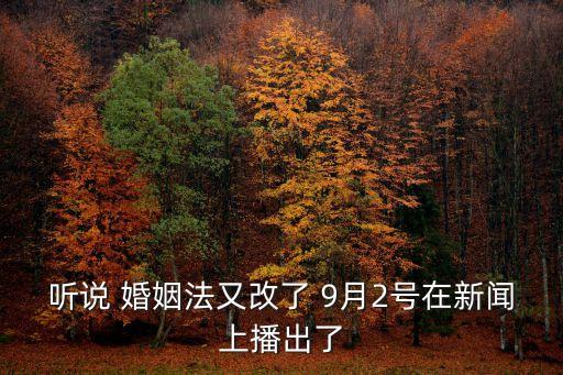 聽說 婚姻法又改了 9月2號在新聞上播出了