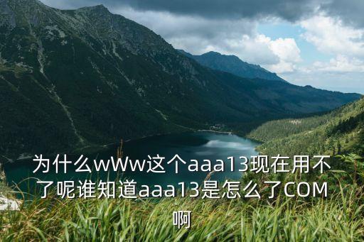 為什么wWw這個aaa13現在用不了呢誰知道aaa13是怎么了COM啊