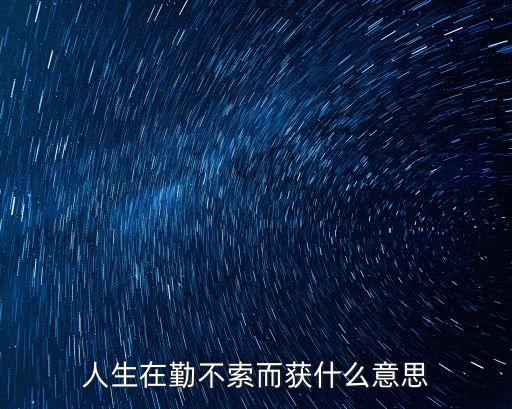 人生在勤不索而獲什么意思
