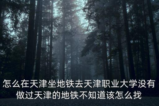 怎么在天津坐地鐵去天津職業(yè)大學沒有做過天津的地鐵不知道該怎么找