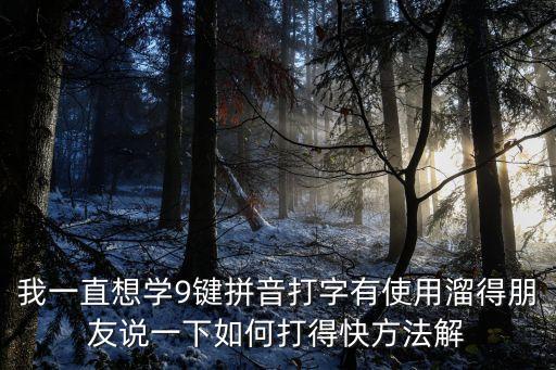 我一直想學(xué)9鍵拼音打字有使用溜得朋友說一下如何打得快方法解