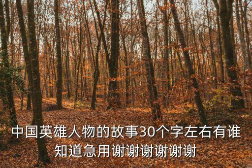中國英雄人物的故事30個字左右有誰知道急用謝謝謝謝謝謝