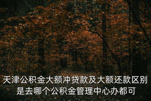 天津公積金大額沖貸款及大額還款區(qū)別 是去哪個(gè)公積金管理中心辦都可