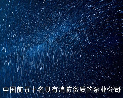 中國前五十名具有消防資質的泵業公司