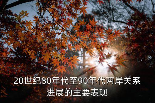 兩岸關(guān)系，20世紀80年代至90年代兩岸關(guān)系進展的主要表現(xiàn)