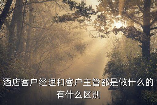 酒店客戶經理和客戶主管都是做什么的有什么區別