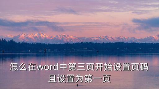如何從第三頁開始設置頁碼為1，word怎么從第三頁開始設置頁碼1