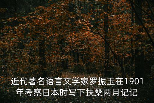 近代著名語言文學家羅振玉在1901年考察日本時寫下扶桑兩月記記