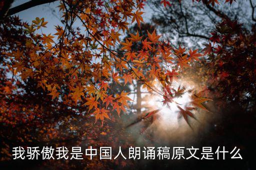 我驕傲我是中國人朗誦稿原文是什么