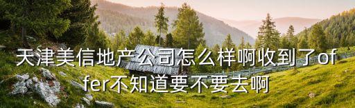天津美信地產公司怎么樣啊收到了offer不知道要不要去啊