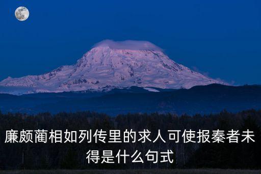 求人可使報秦者翻譯，廉頗藺相如列傳里的求人可使報秦者未得是什么句式