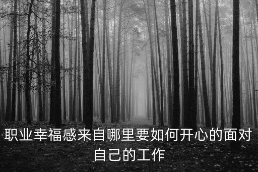 職業幸福感來自哪里要如何開心的面對自己的工作