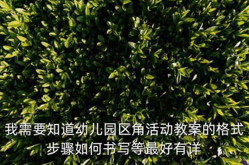 我需要知道幼兒園區角活動教案的格式步驟如何書寫等最好有詳