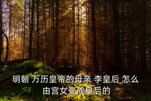 明朝 萬歷皇帝的母親 李皇后 怎么 由宮女變成皇后的