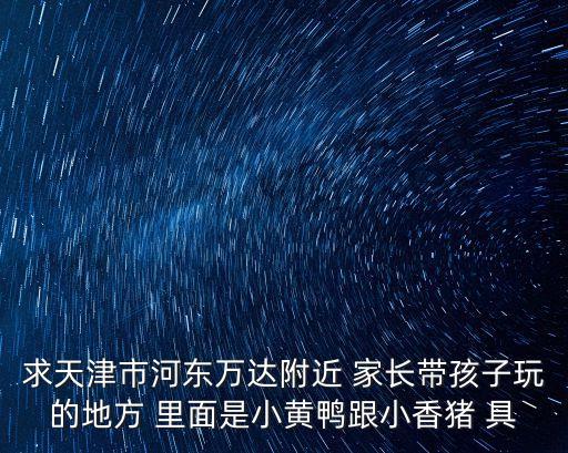 求天津市河?xùn)|萬達(dá)附近 家長(zhǎng)帶孩子玩的地方 里面是小黃鴨跟小香豬 具