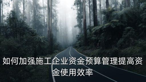 如何加強施工企業資金預算管理提高資金使用效率