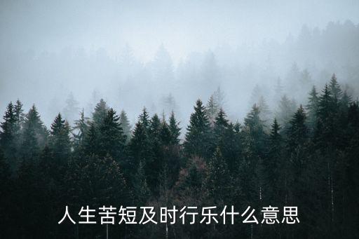 人生苦短及時(shí)行樂什么意思