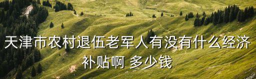天津市農村退伍老軍人有沒有什么經濟補貼啊 多少錢