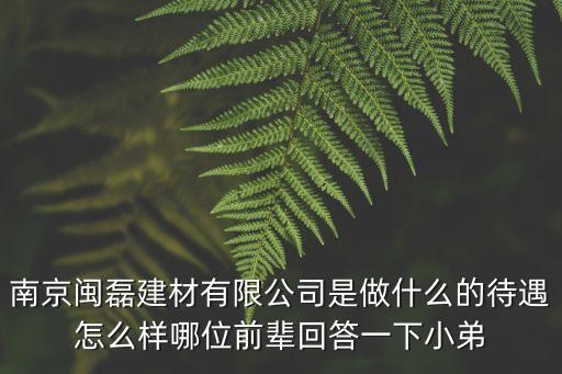 南京閩磊建材有限公司是做什么的待遇怎么樣哪位前輩回答一下小弟