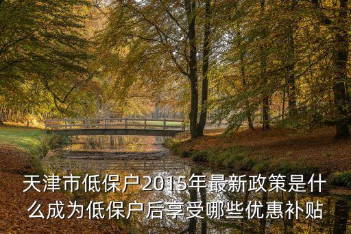 天津市低保戶2015年最新政策是什么成為低保戶后享受哪些優惠補貼