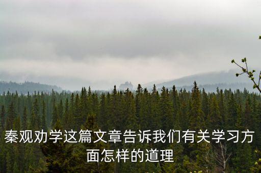 秦觀勸學這篇文章告訴我們有關學習方面怎樣的道理