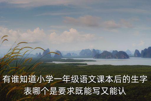 有誰知道小學一年級語文課本后的生字表哪個是要求既能寫又能認