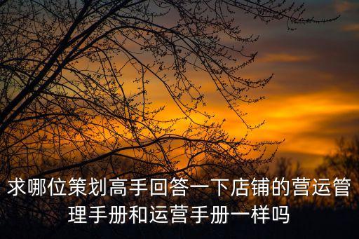 求哪位策劃高手回答一下店鋪的營運管理手冊和運營手冊一樣嗎