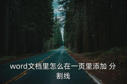 word文檔里怎么在一頁里添加 分割線