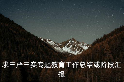 求三嚴三實專題教育工作總結或階段匯報