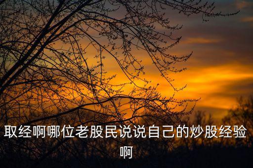 取經啊哪位老股民說說自己的炒股經驗啊