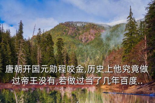唐朝開(kāi)國(guó)元?jiǎng)壮桃Ы?歷史上他究竟做過(guò)帝王沒(méi)有,若做過(guò)當(dāng)了幾年百度...