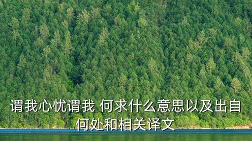 謂我何求,聽不懂我追求什么?這是智慧之人的悲哀