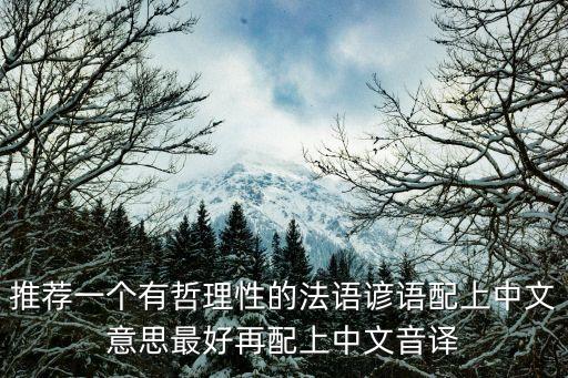 法語諺語，推薦一個有哲理性的法語諺語配上中文意思最好再配上中文音譯