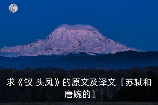 求《釵 頭鳳》的原文及譯文〔蘇軾和 唐婉的〕