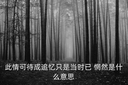 此情可待成追憶只是當時已 惘然是什么意思