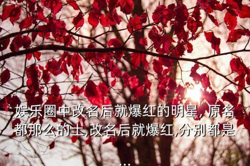 娛樂圈中改名后就爆紅的明星, 原名都那么的土,改名后就爆紅,分別都是...