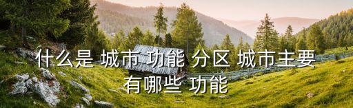 什么是 城市 功能 分區 城市主要有哪些 功能
